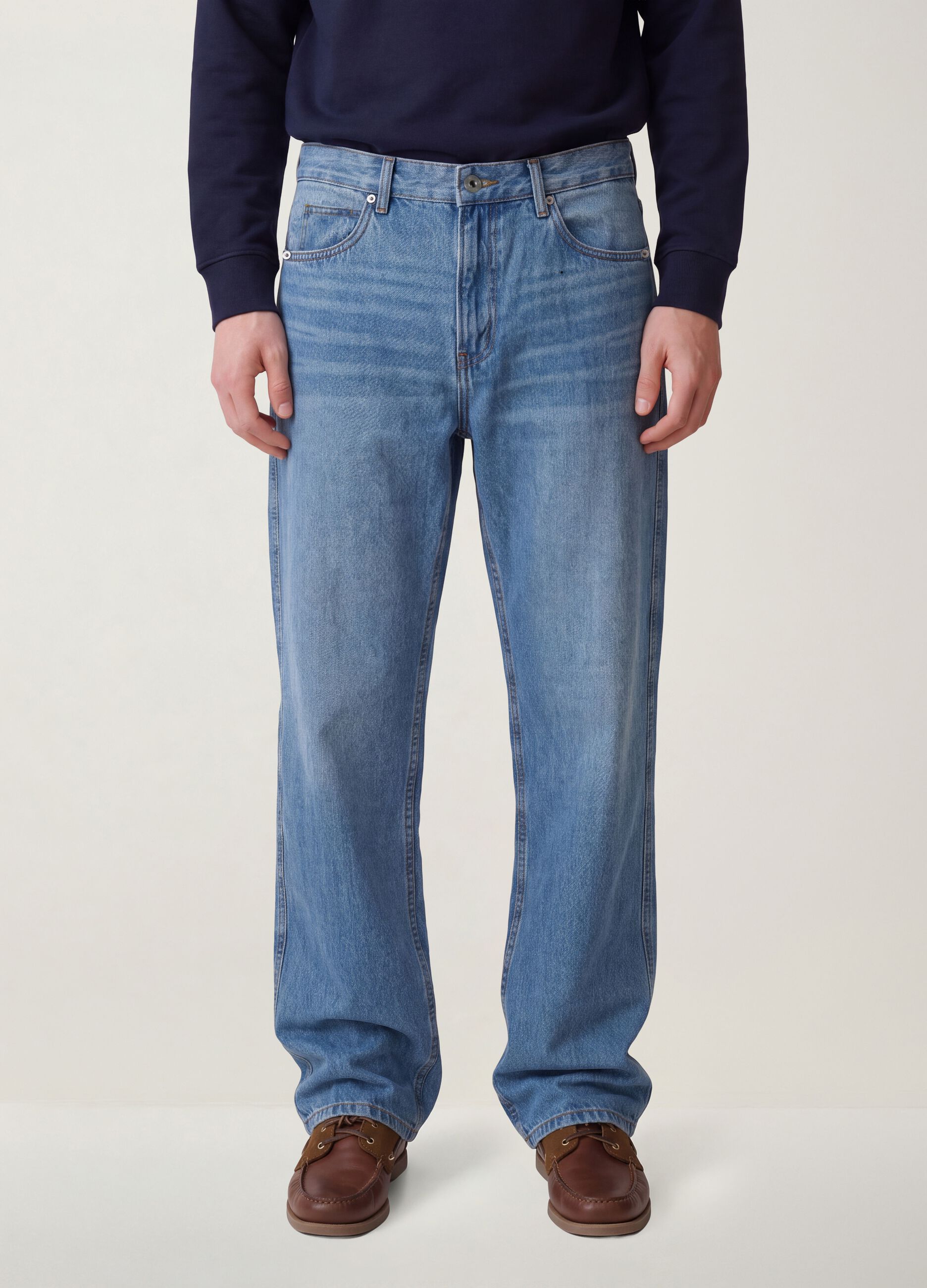 Jeans denim in puro cotone relaxed fit