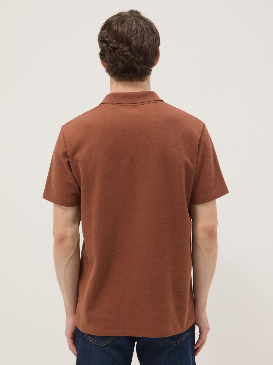Brown short-sleeve stretch-cotton polo shirt_3
