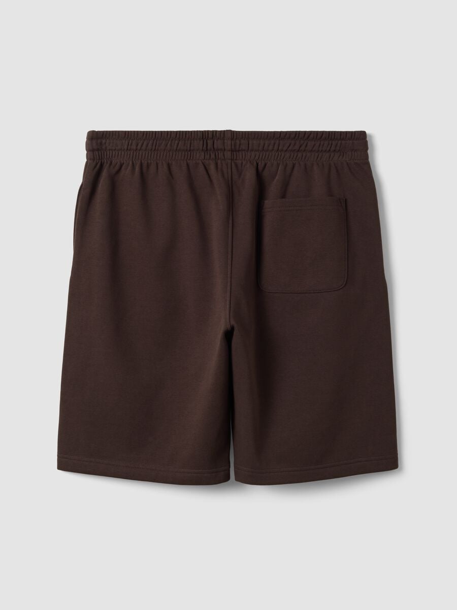 Brown cotton-blend shorts with elasticated waist, regular fit_1