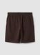 Brown cotton-blend shorts with elasticated waist, regular fit_1