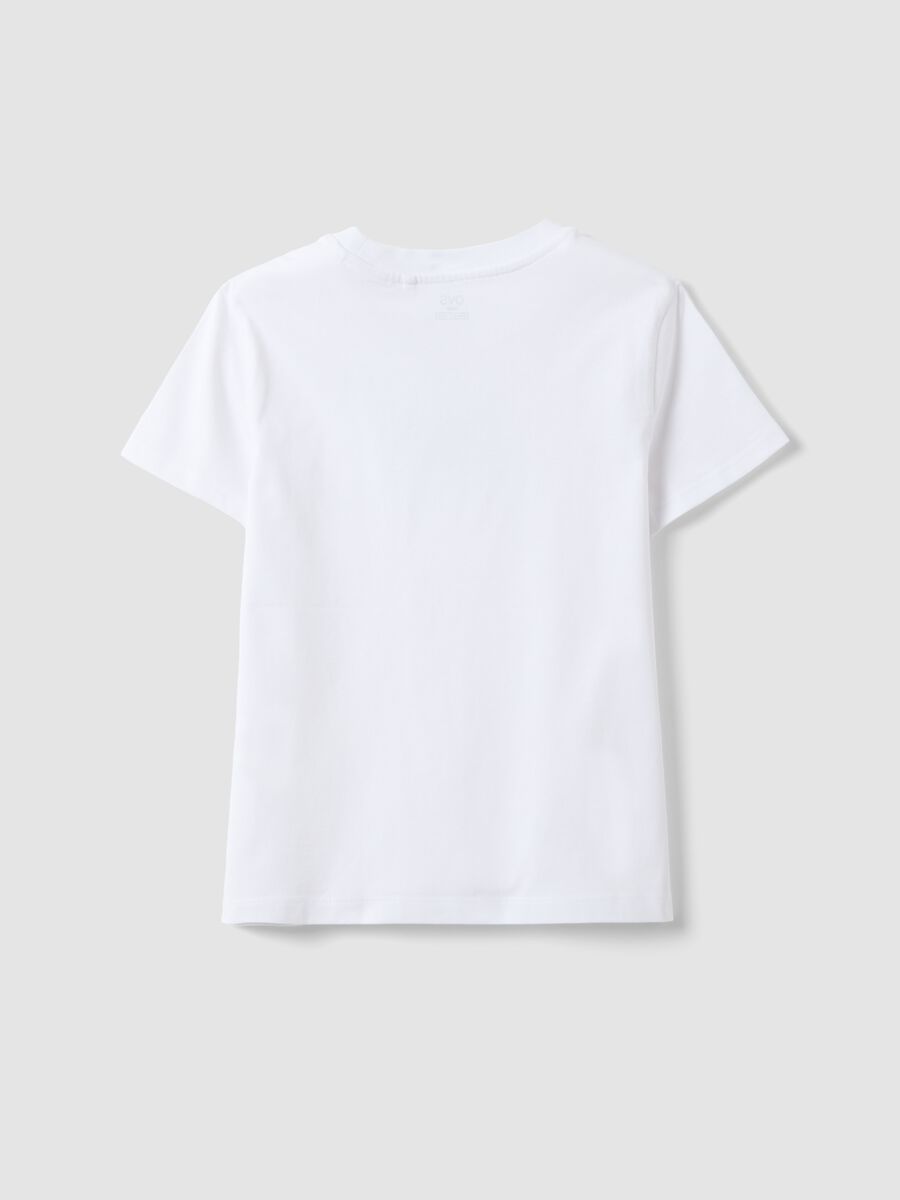 T-shirt branca de puro algod&atilde;o para meninas, ajuste regular com frase_4