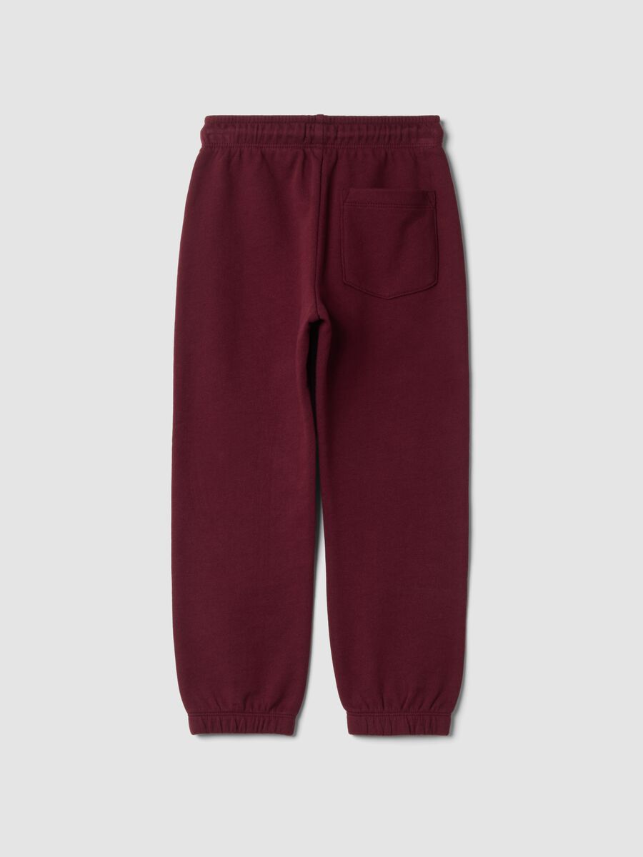 Pantaloni jogger rossi in puro cotone con stampa_1