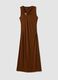 Brown sleeveless midi dress in stretch fabric_4
