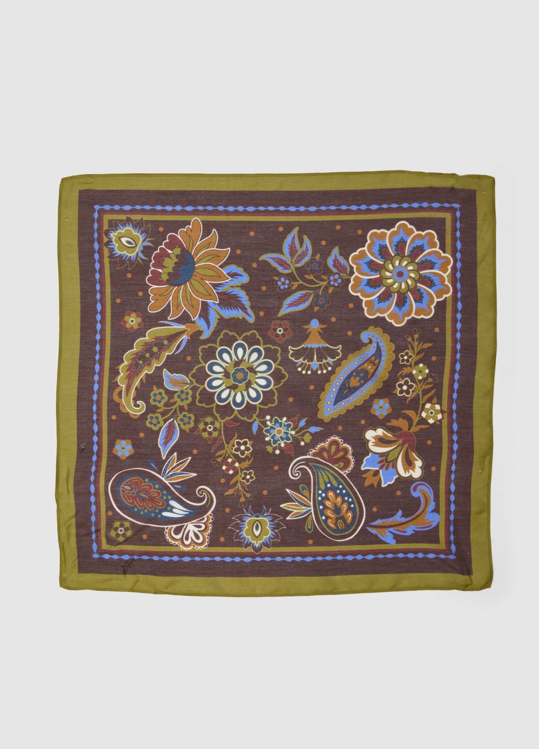 Multicolour modal and silk-blend scarf with print