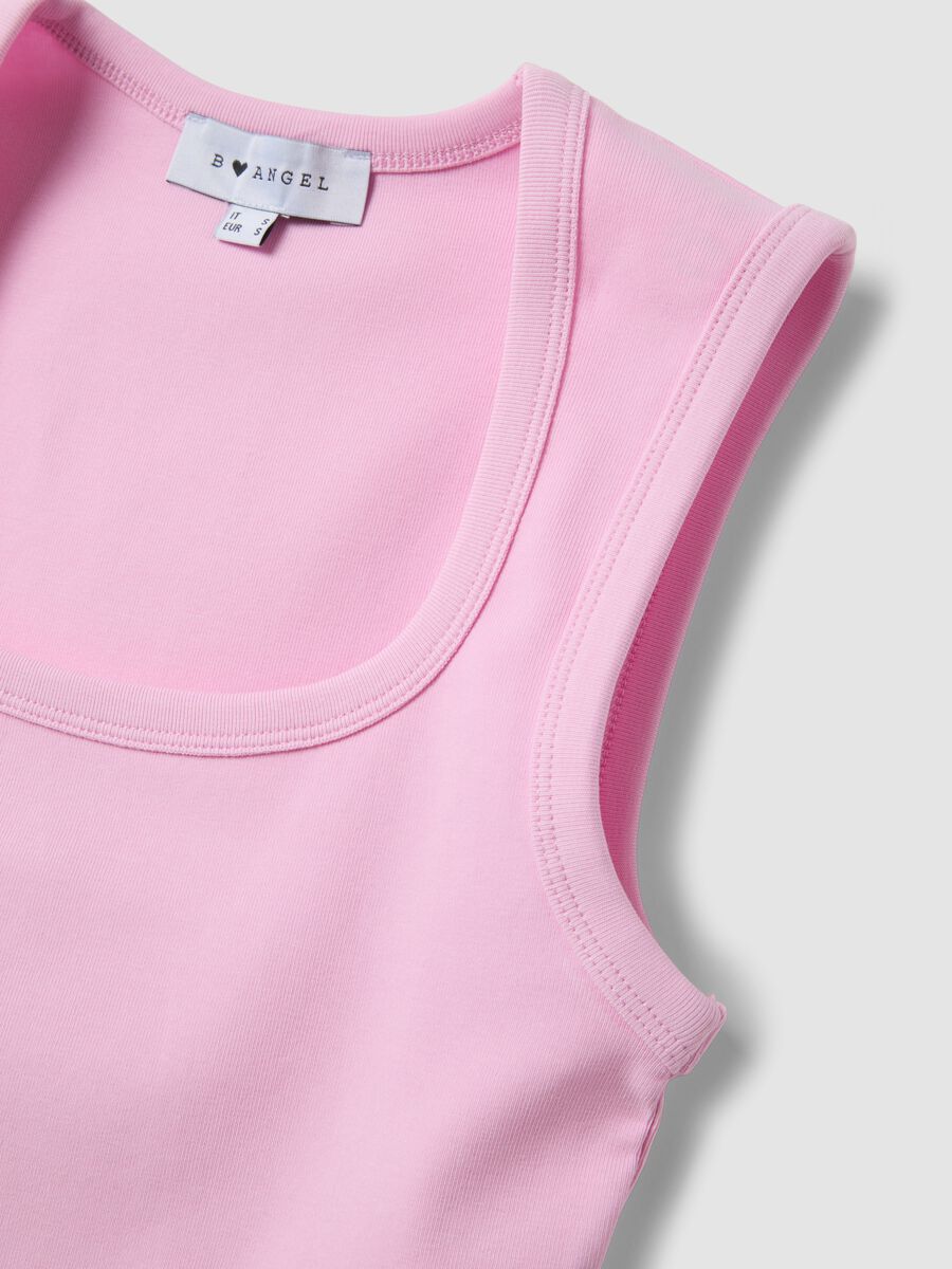 Pink cropped stretch-cotton tank top_5