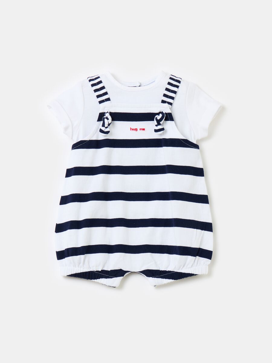Striped organic cotton onesie with embroidery_0