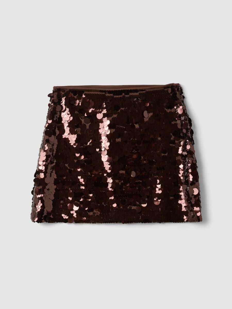 Brown sequin skirt with elasticated waistband_0