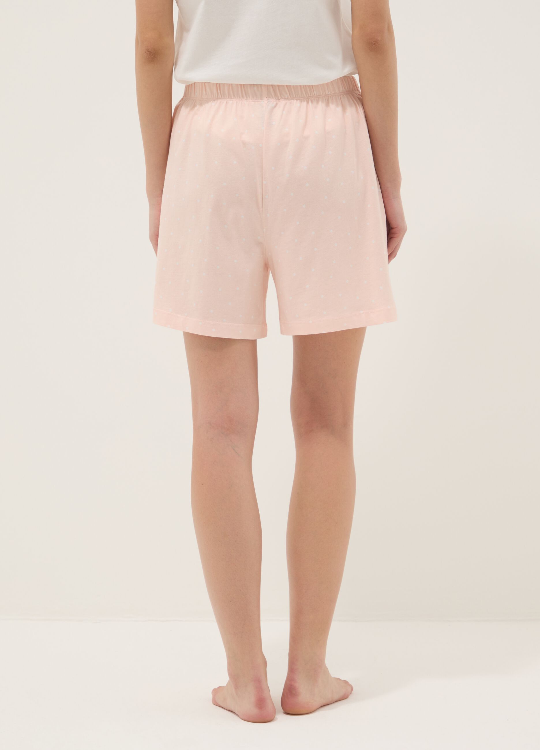 Pink polka dot pure cotton pyjama shorts regular fit