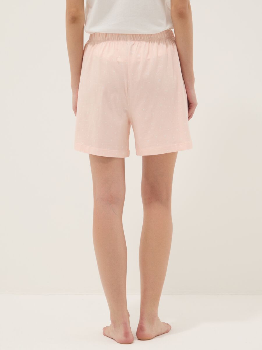 Rosa gepunktete Pyjamashorts aus reiner Baumwolle im Regular Fit_2