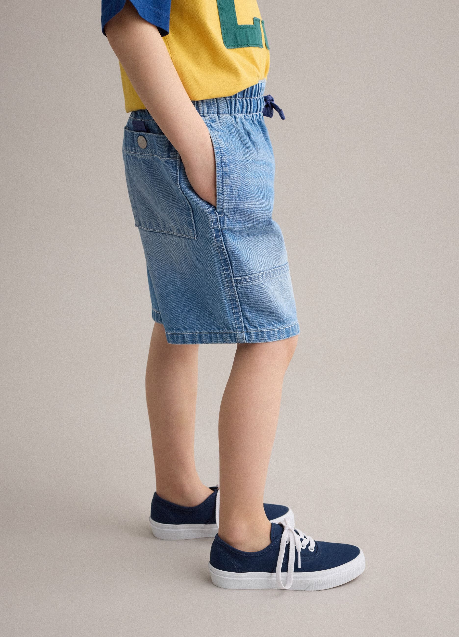Pure cotton denim shorts, baggy fit