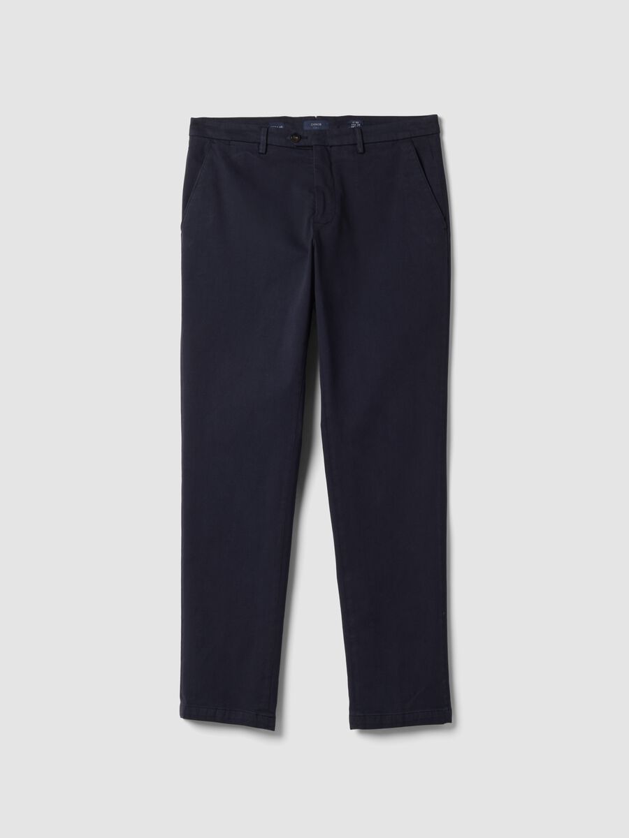 Pantaloni chino blu in cotone e modal elasticizzato_0