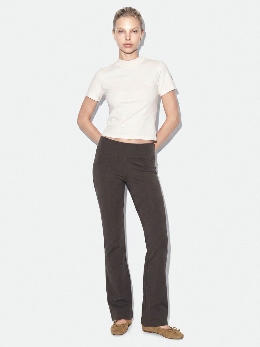 White fitted stretch-cotton T-shirt with high neck_1