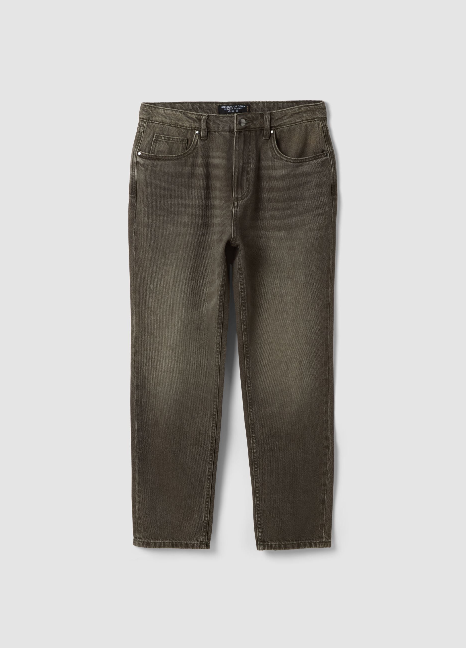 Jeans marroni in misto cotone e lyocell regular tapered