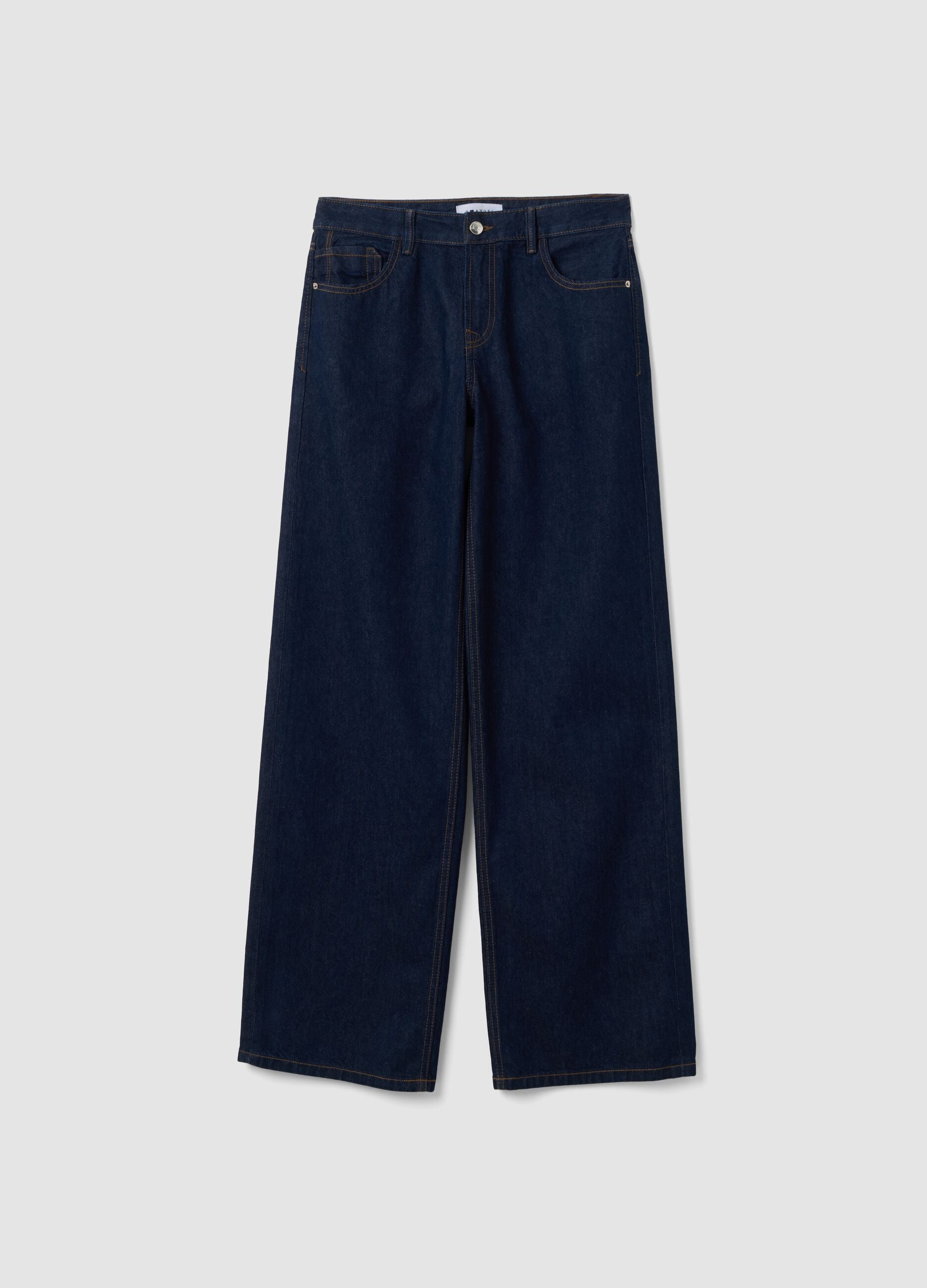 &Mu;&pi;&lambda;&epsilon; denim &tau;&zeta;&iota;&nu; wide leg &alpha;&pi;ό 100% &beta;&alpha;&mu;&beta;ά&kappa;&iota;