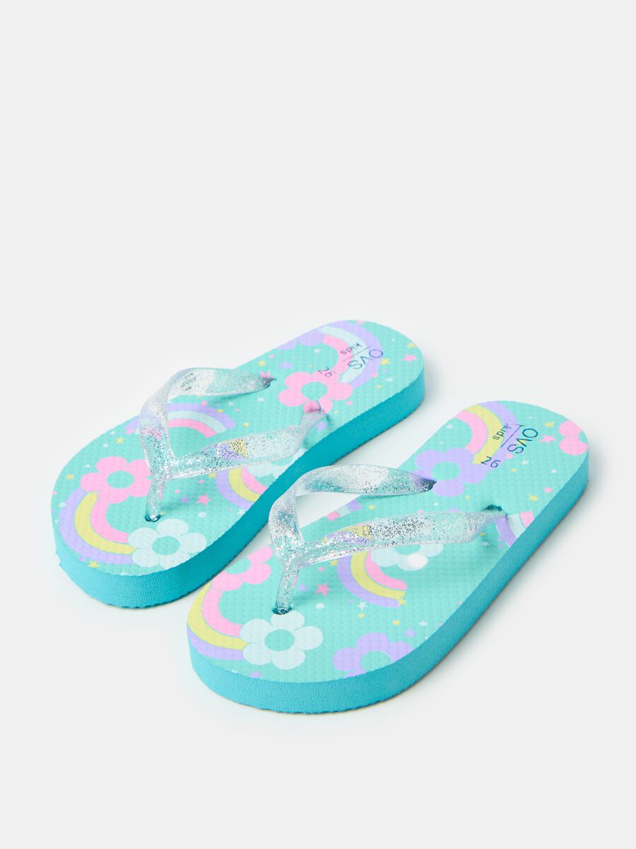 Thong sandals with glitter and print_2