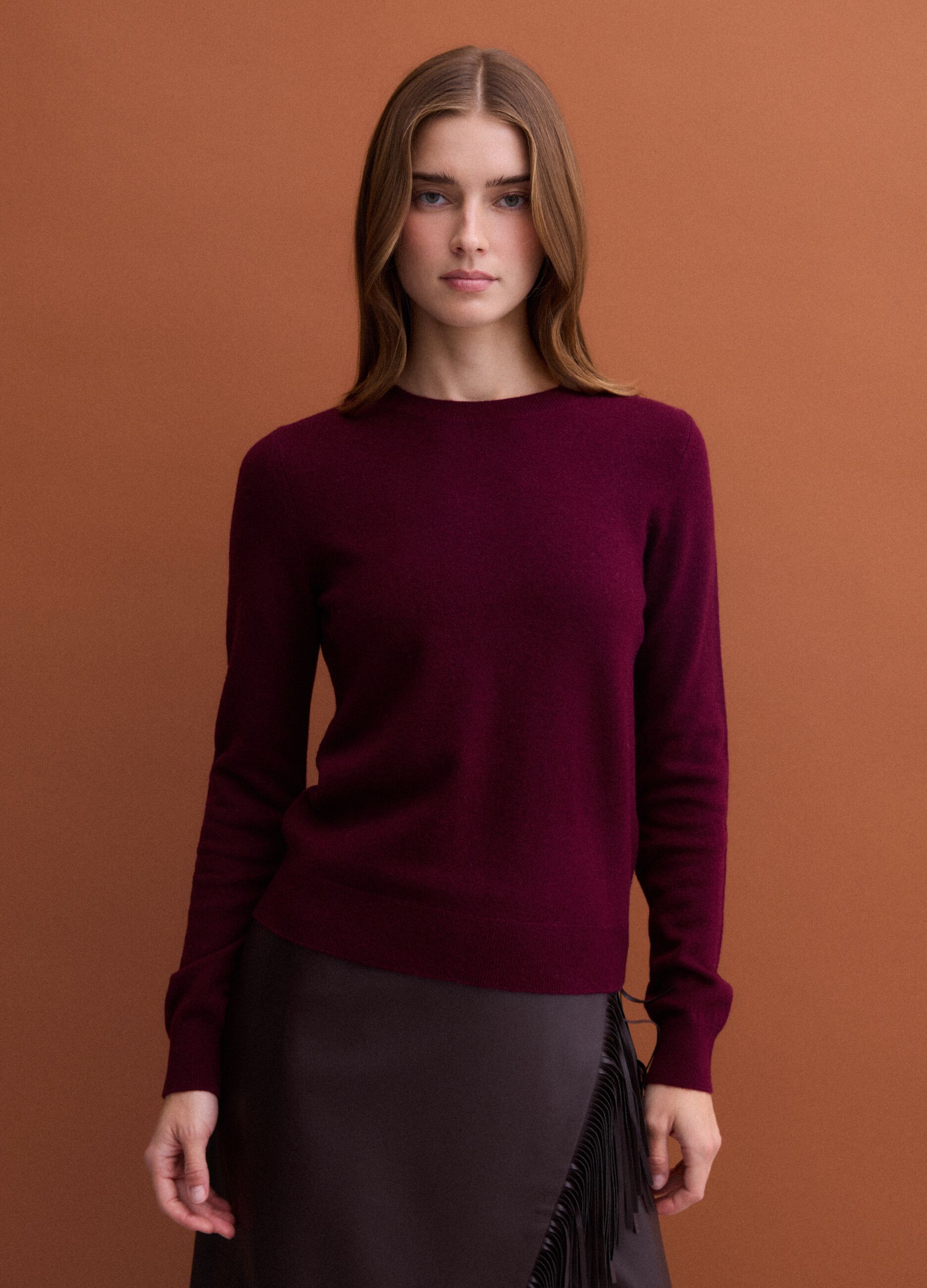 Red pure wool crew-neck jumper