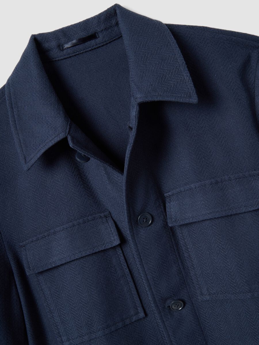 Blue cotton-linen blend blazer regular fit_6