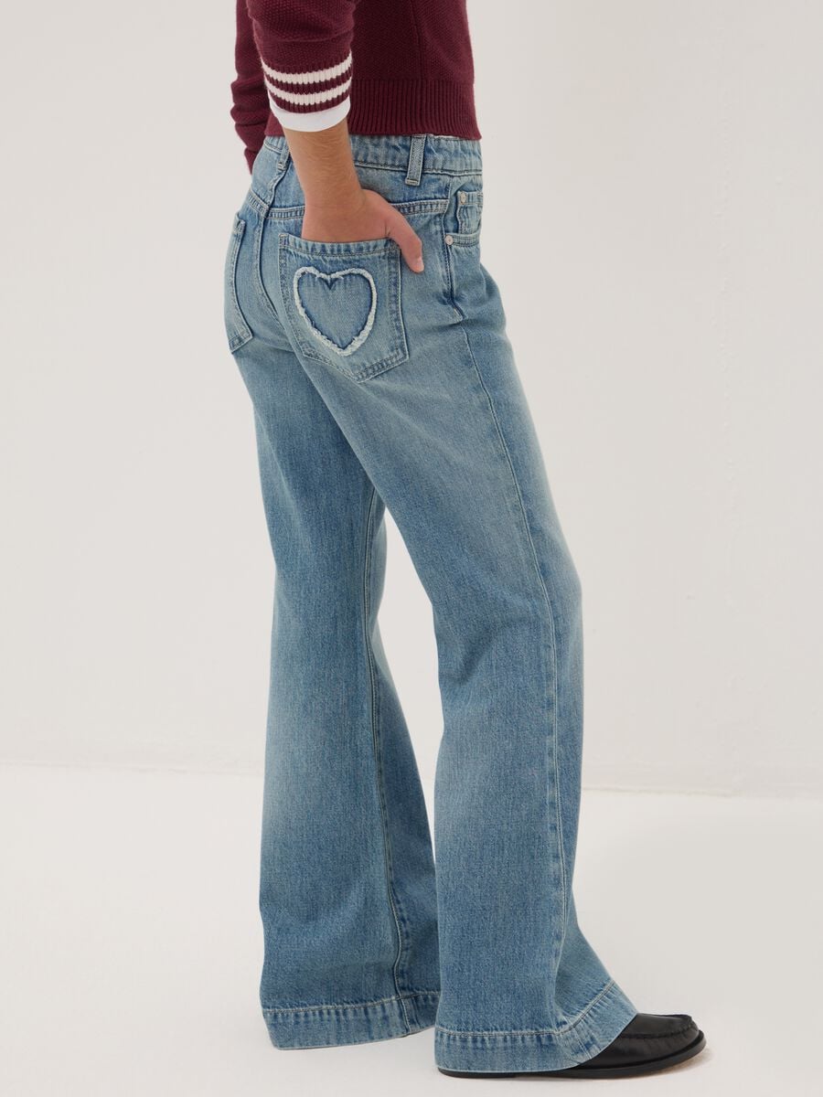 Light blue pure cotton flare jeans_2