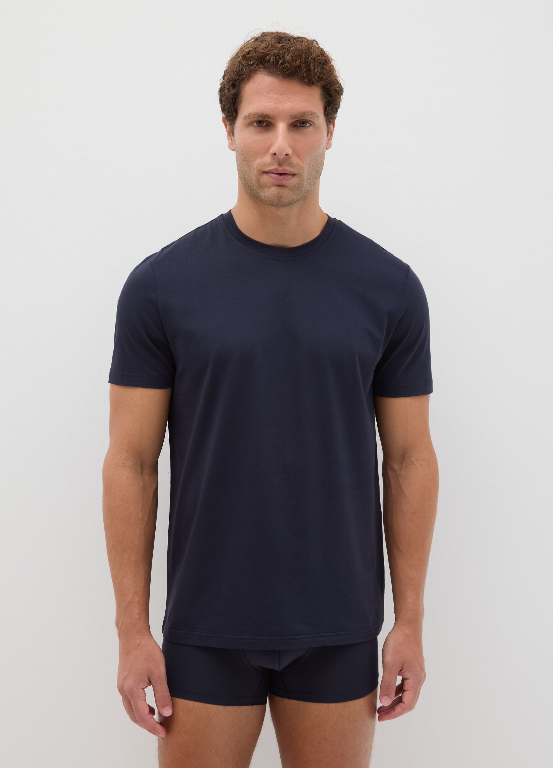 Blue pure cotton regular fit t-shirt