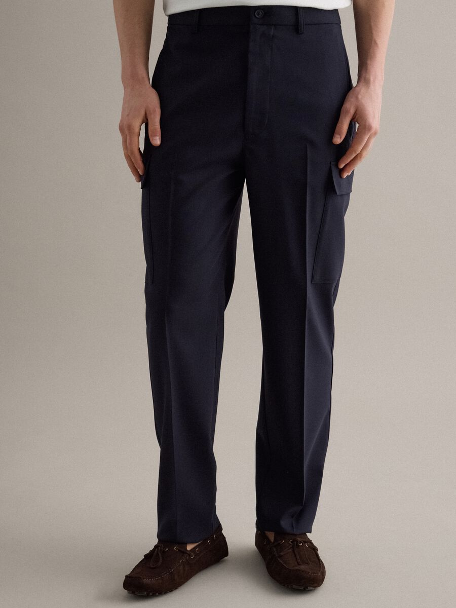 Stylish Blue Regular Fit Cargo Trousers_1