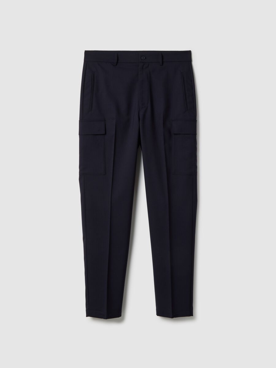 Stylish Blue Regular Fit Cargo Trousers_0
