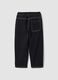 Jogger nero in misto cotone e viscosa con vita elasticizzata per bambino_6
