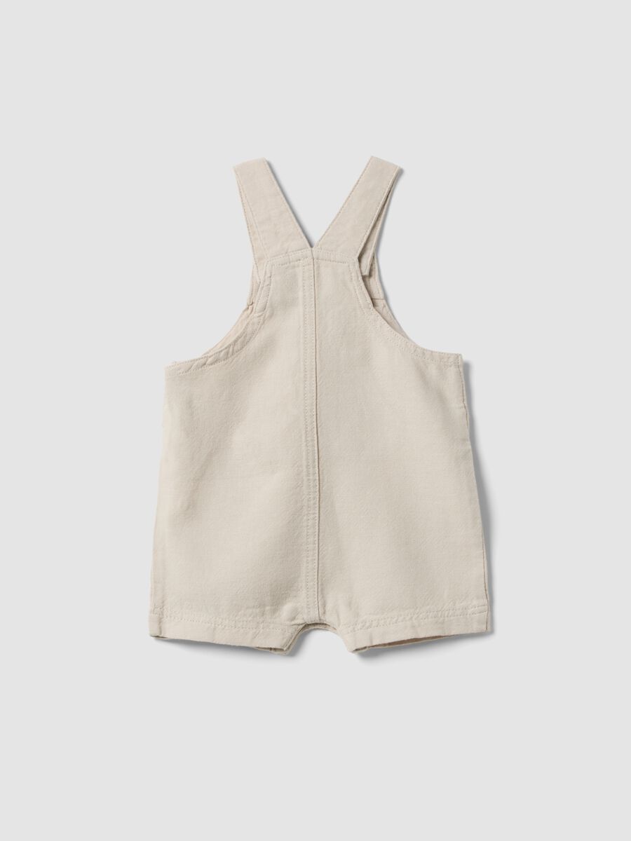 Beige cotton-linen blend baby dungarees regular fit_1