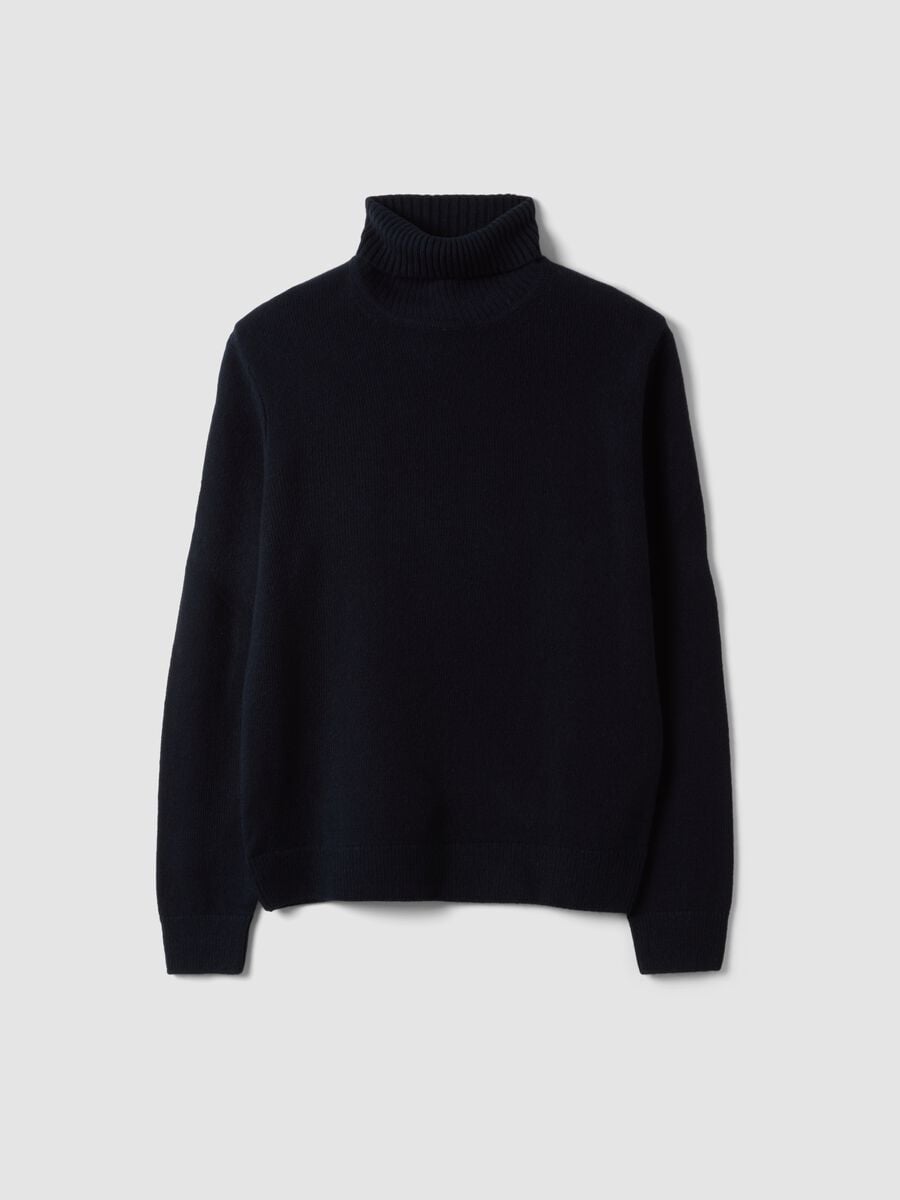 Maglia blu a dolcevita regular fit in jersey knit_0