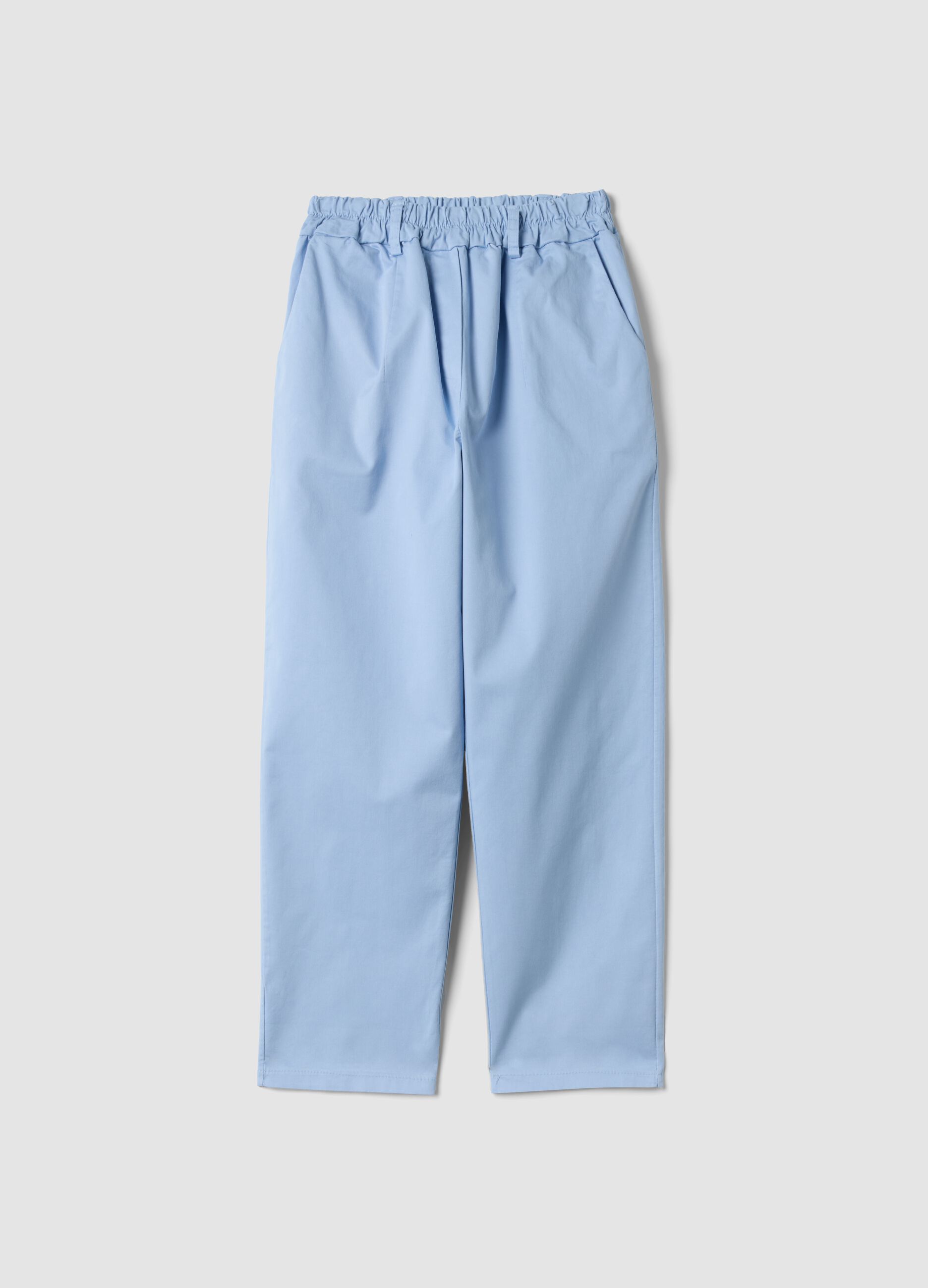 Hellblaue Regular-Fit-Hose aus Stretchbaumwolle
