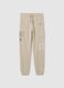 Boy's beige regular fit pure cotton joggers_3