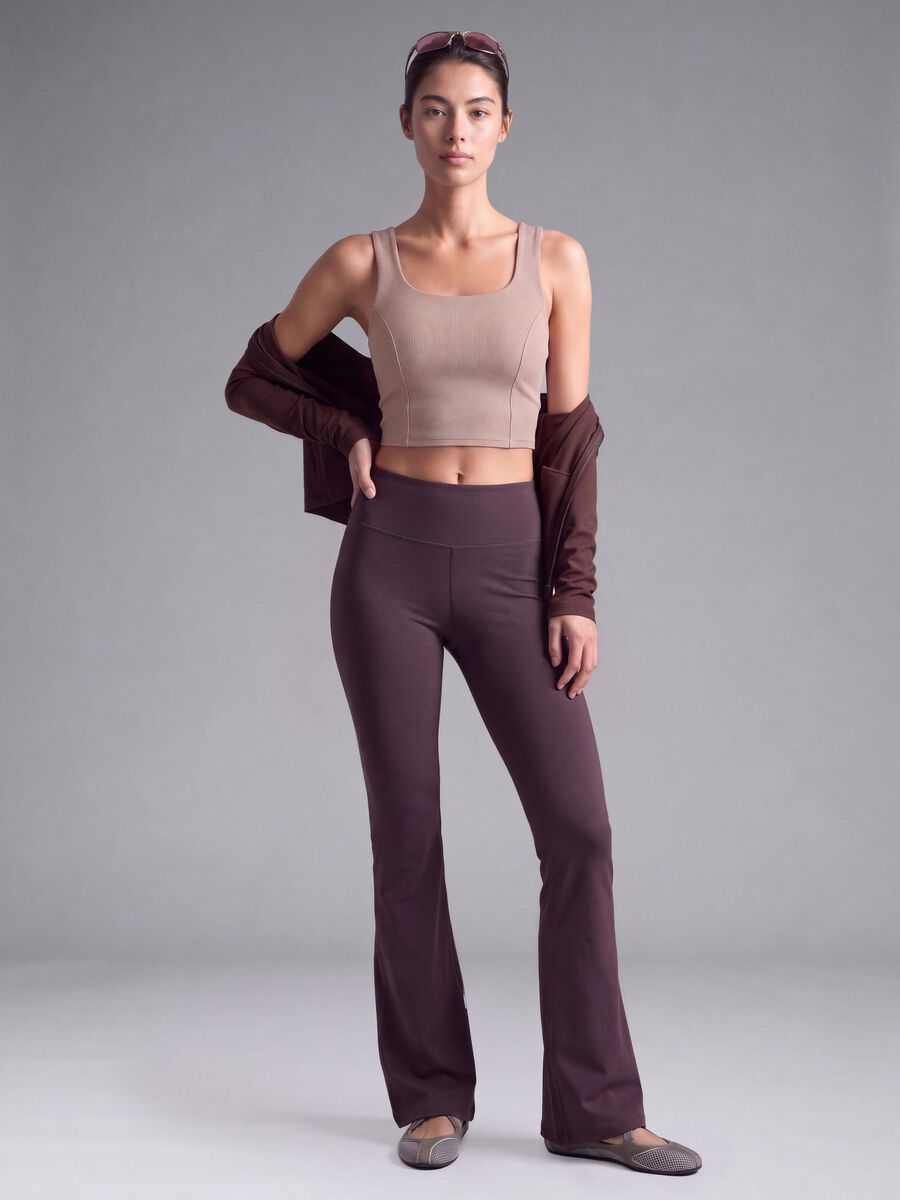Pink cropped top in stretch fabric_0
