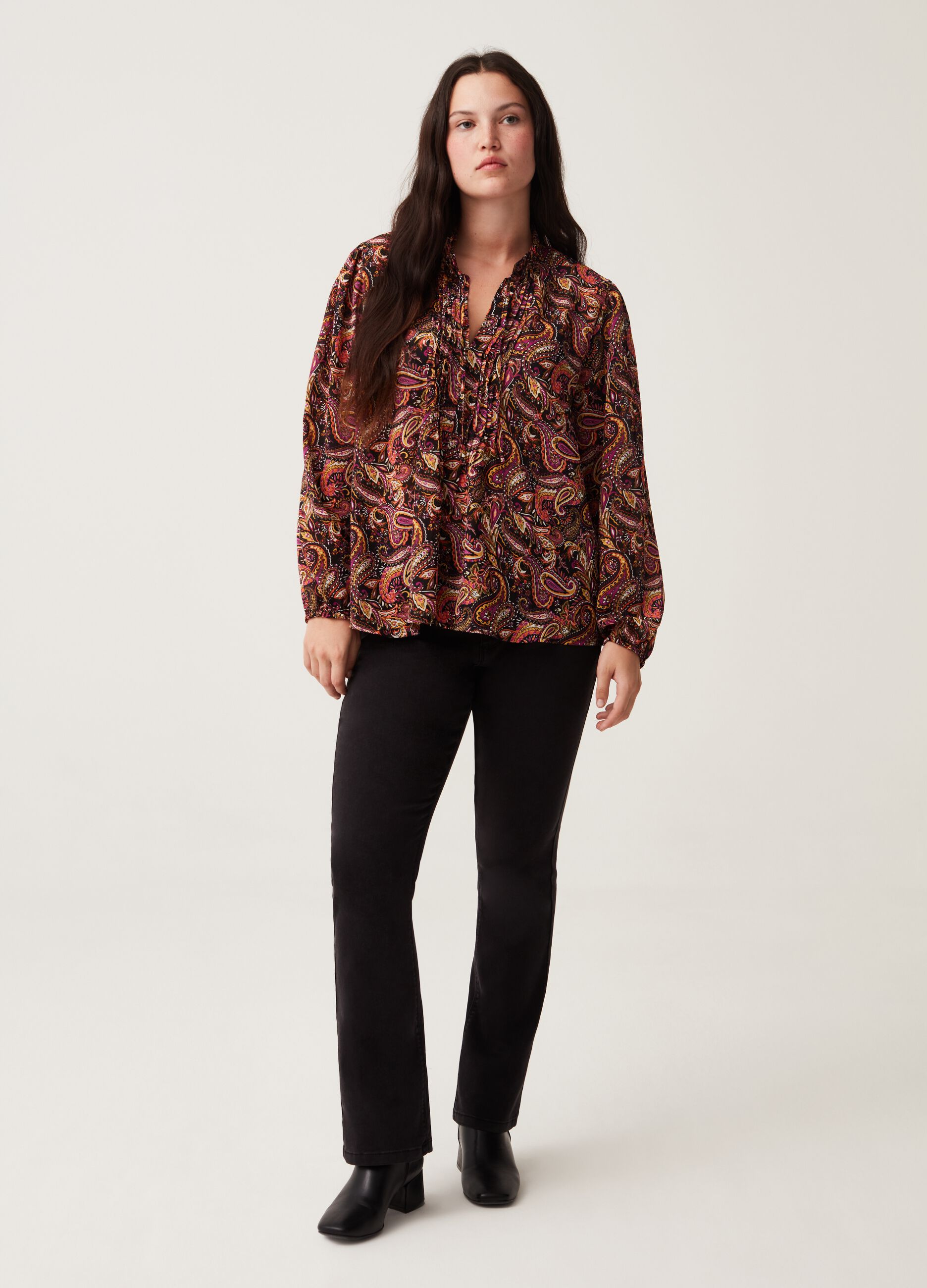 Curvy MYA blouse with print and ties
