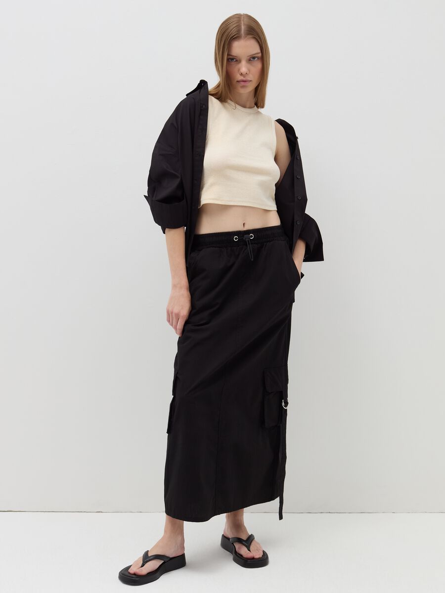 Ribbed crop tank top with lurex_1