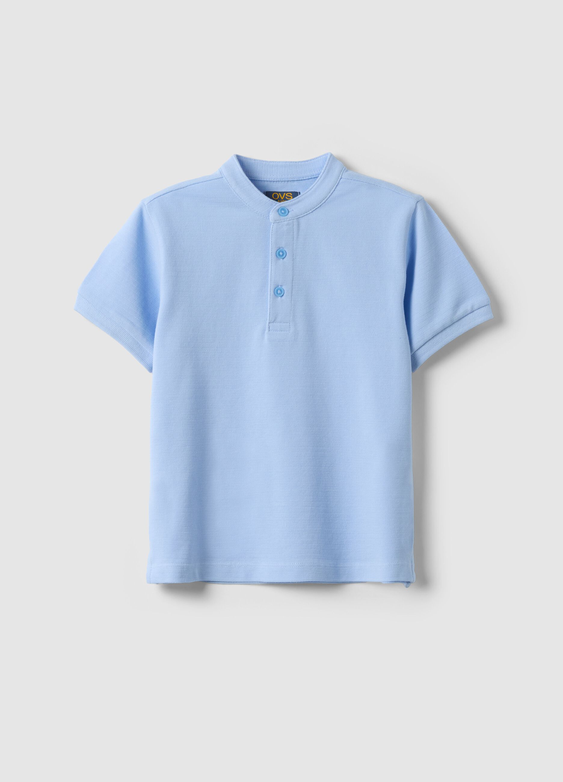 Regular fit blue cotton polo shirt for children