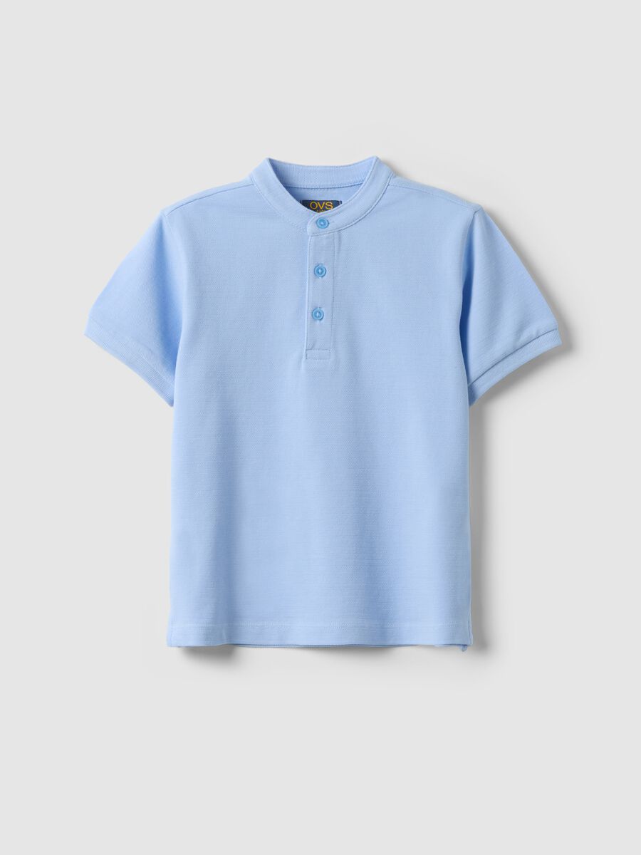 Regular fit blue cotton polo shirt for children_0