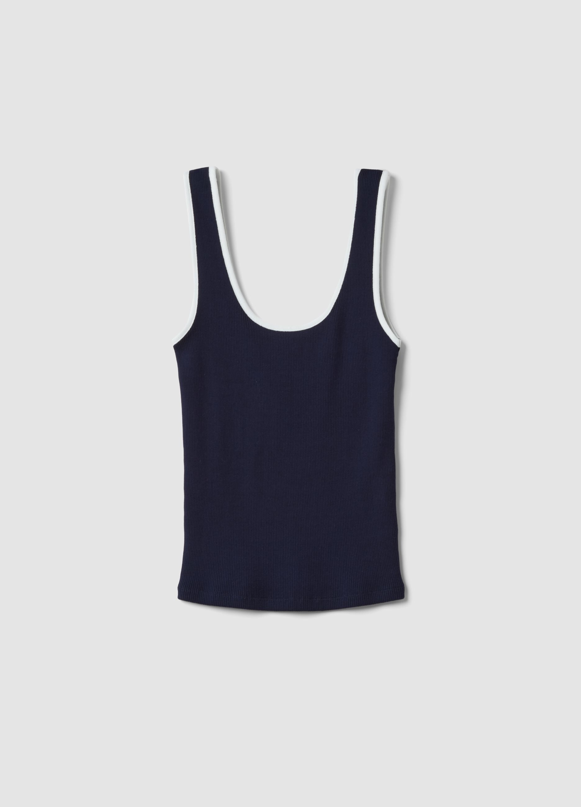 Camiseta de tirantes azul de algod&oacute;n puro