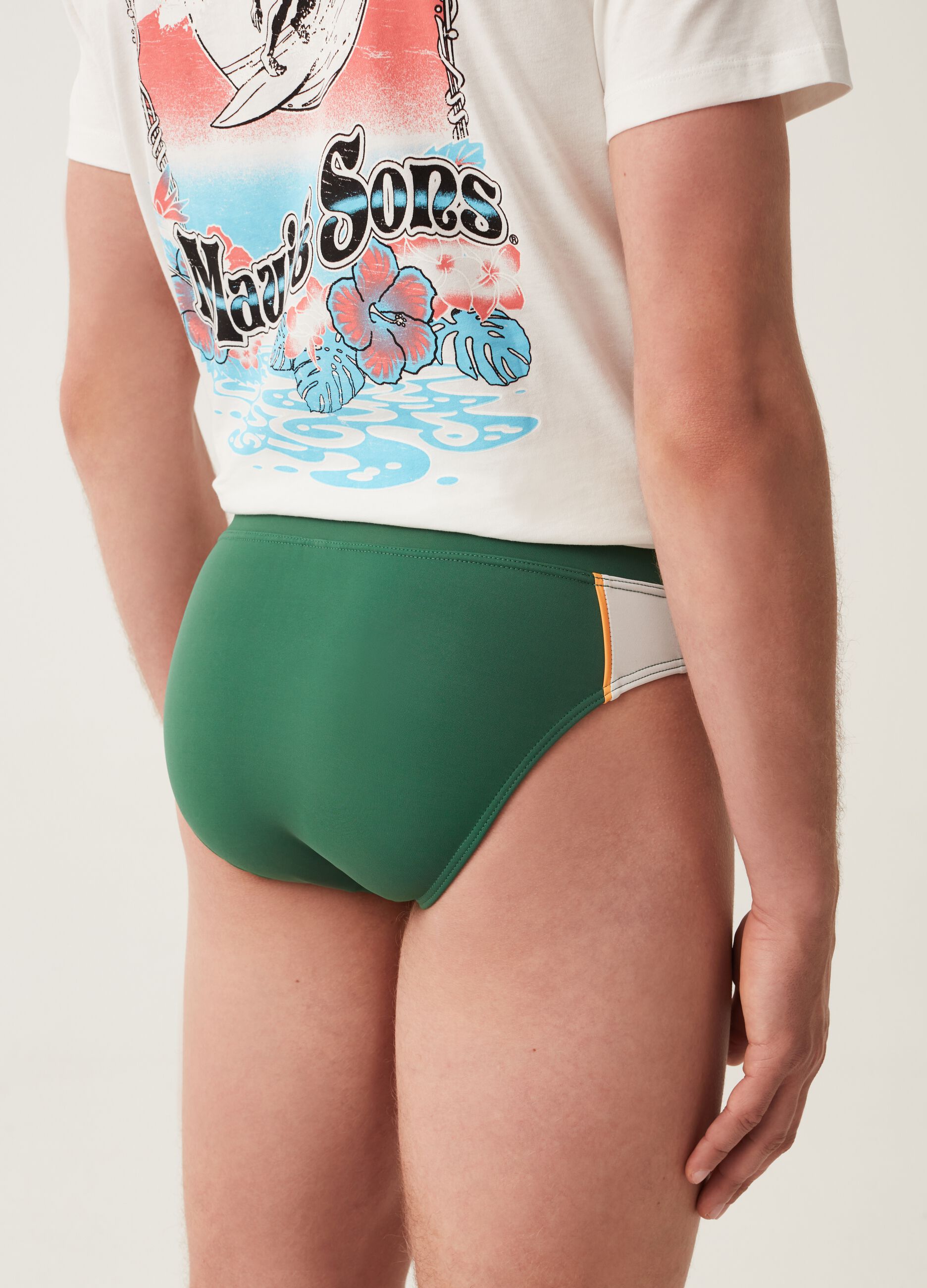 Swim briefs with Maui and Sons print