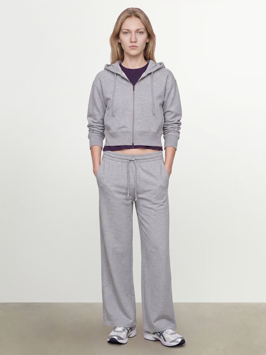 Grey full-zip cotton-blend hoodie, fitted_1