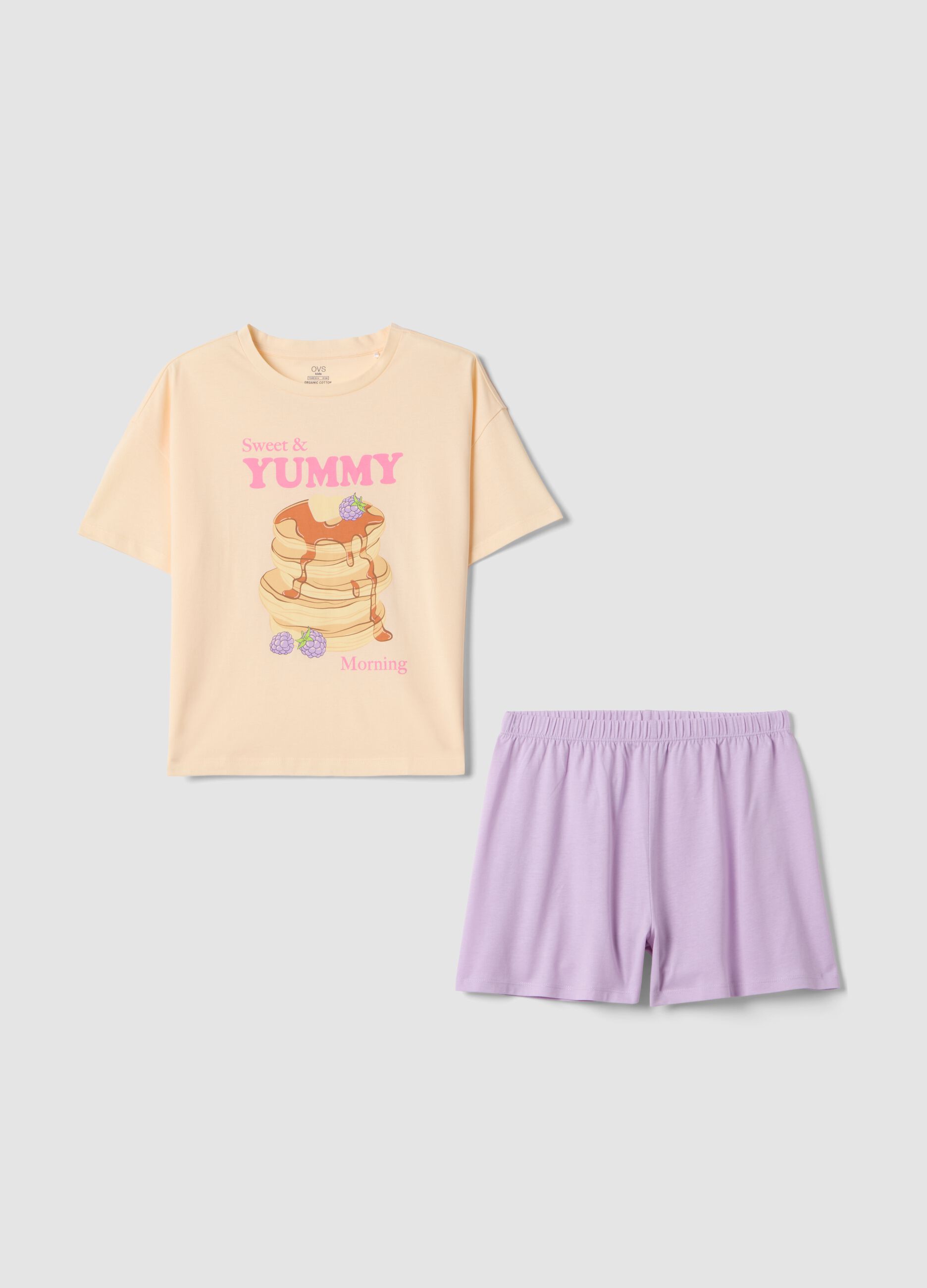 Girls' regular fit multicolour pure cotton pyjamas with prints