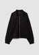 Schwarzes Full-Zip-Sweatshirt aus elastischer Viskose mit Kragen_0