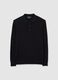 Black long-sleeve polo in cotton and silk blend regular fit_4