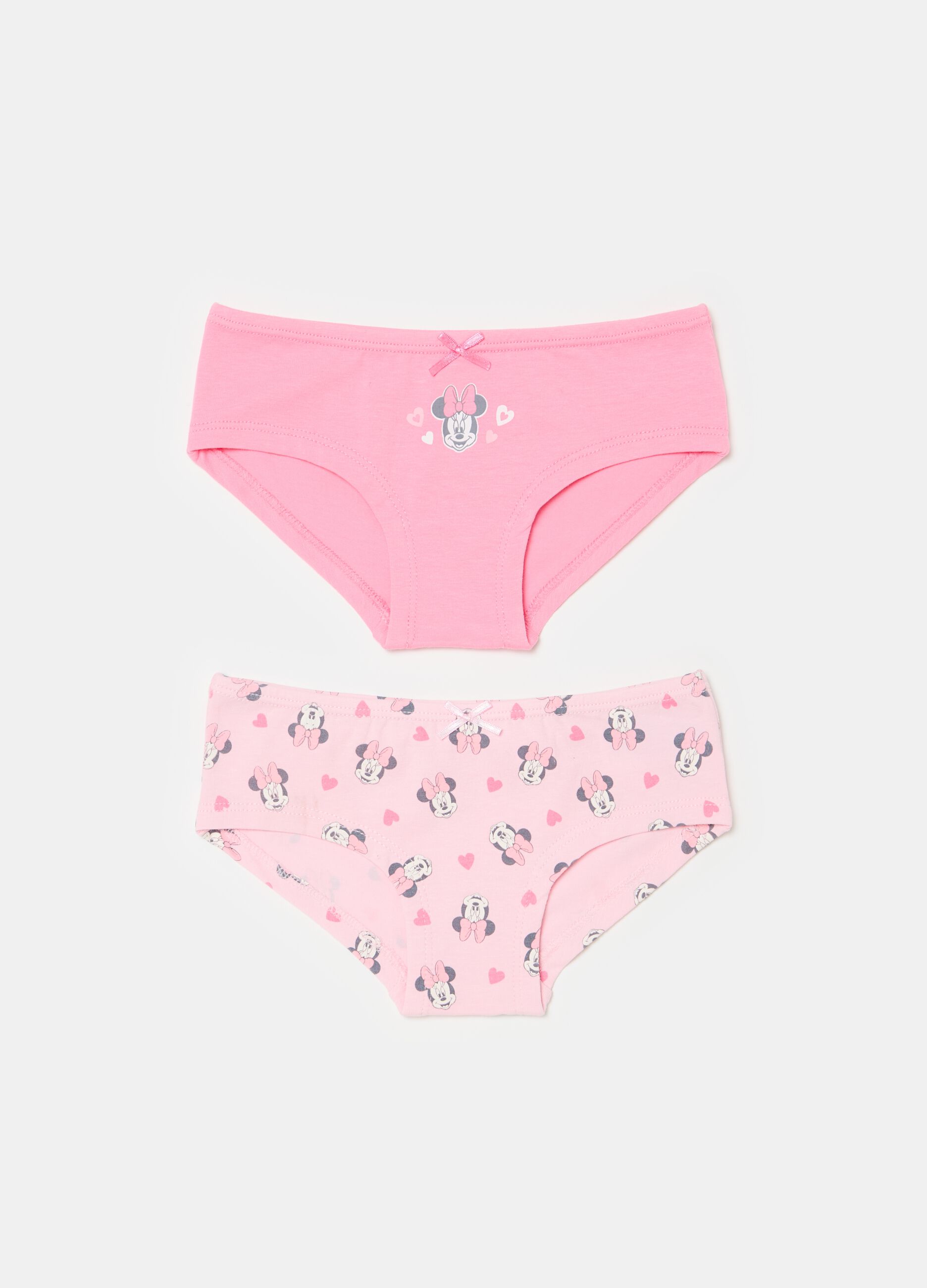 Two-pack organic cotton French knickers with Minnie Mouse print