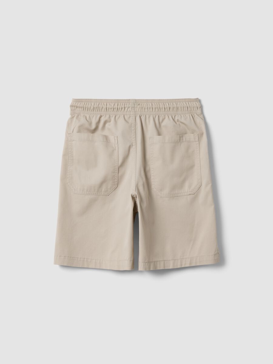Beige pure cotton shorts with elasticated waist_4