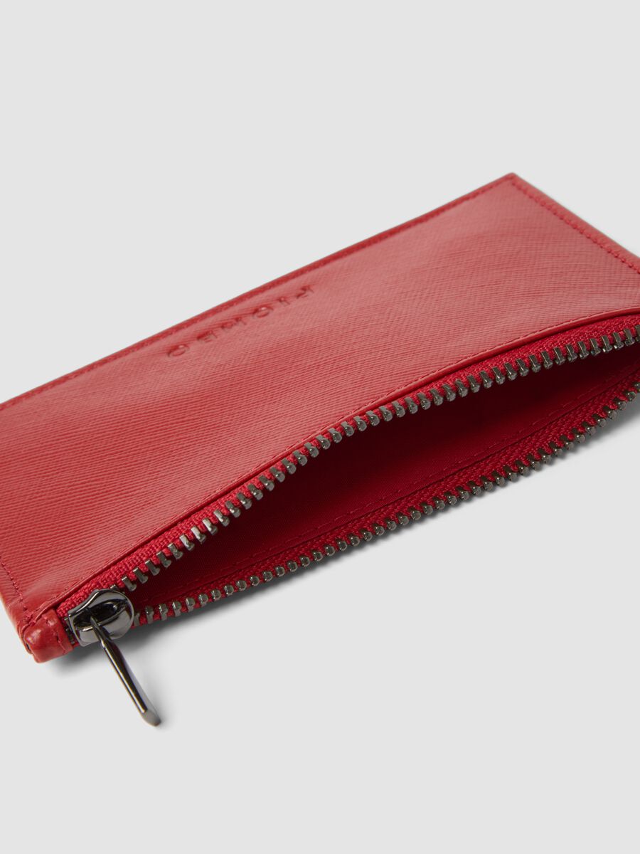 Rotes Portemonnaie aus echtem Leder mit Reissverschluss_2