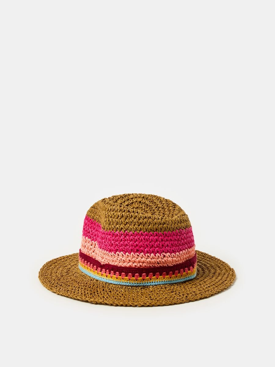 Sombrero de paja con cinta ganchillo_0