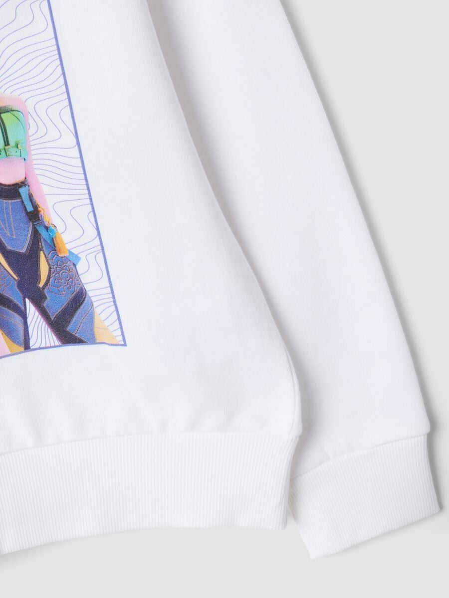 Weisser Hoodie aus 100% Baumwolle mit K-Pop Demon Hunters Print_3