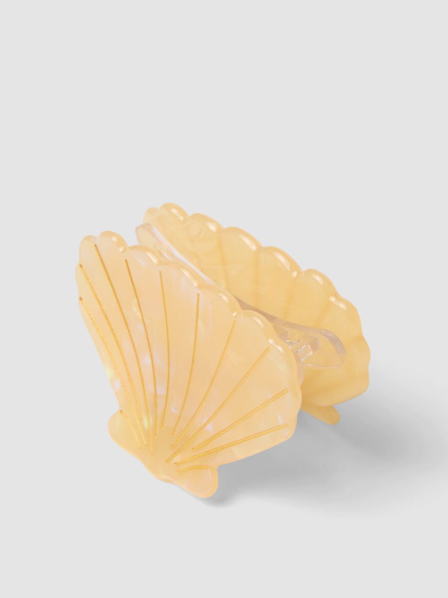 Yellow shell-shaped hair clip_2