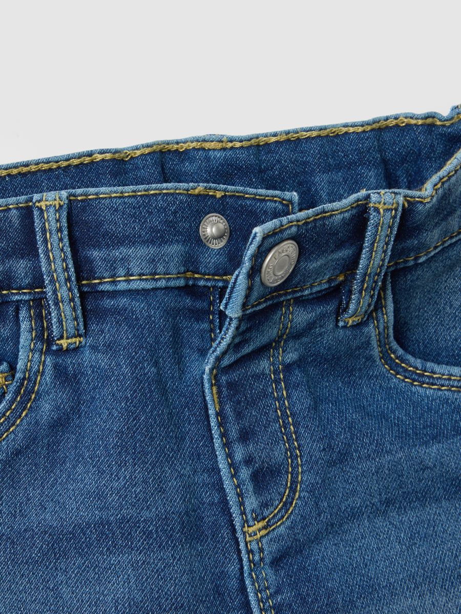 Blue stretch denim regular fit trousers for children_2