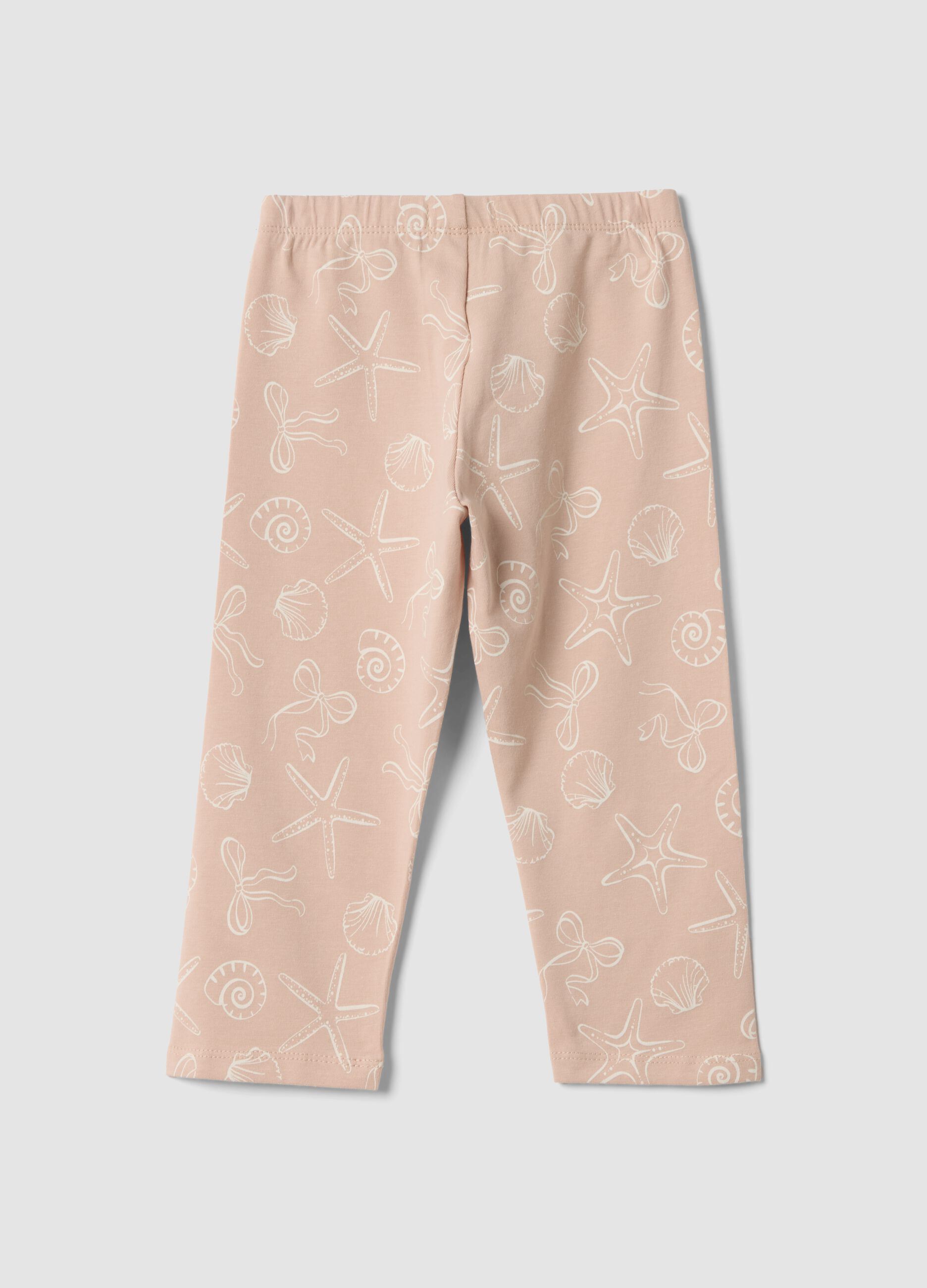 Rosa Leggings aus Bio-Baumwolle mit maritimem Print