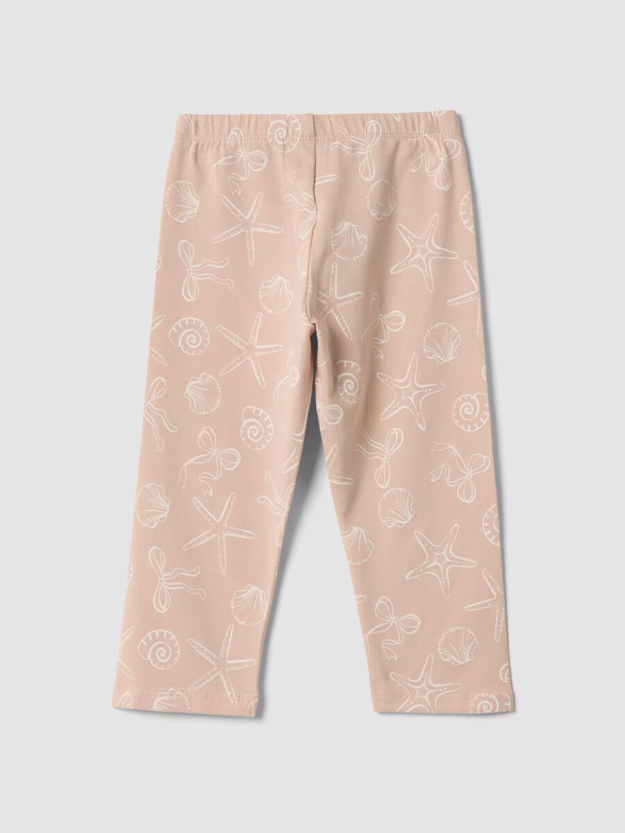 Girls&rsquo; pink skinny leggings in stretch cotton with prints_1